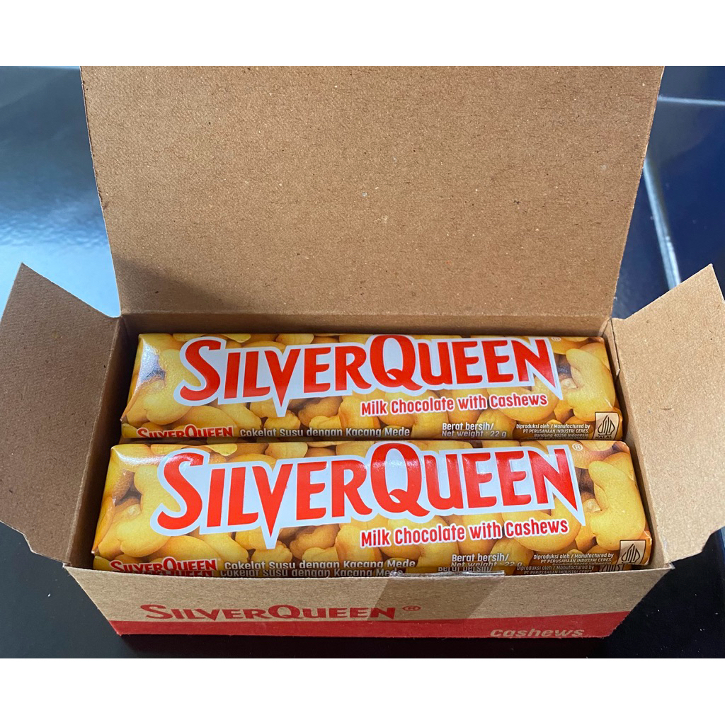 

SILVERQUEEN CASHEW/ALMOND 22gr, 1 BOX ISI 10 pc ,EXP JUNI 2026