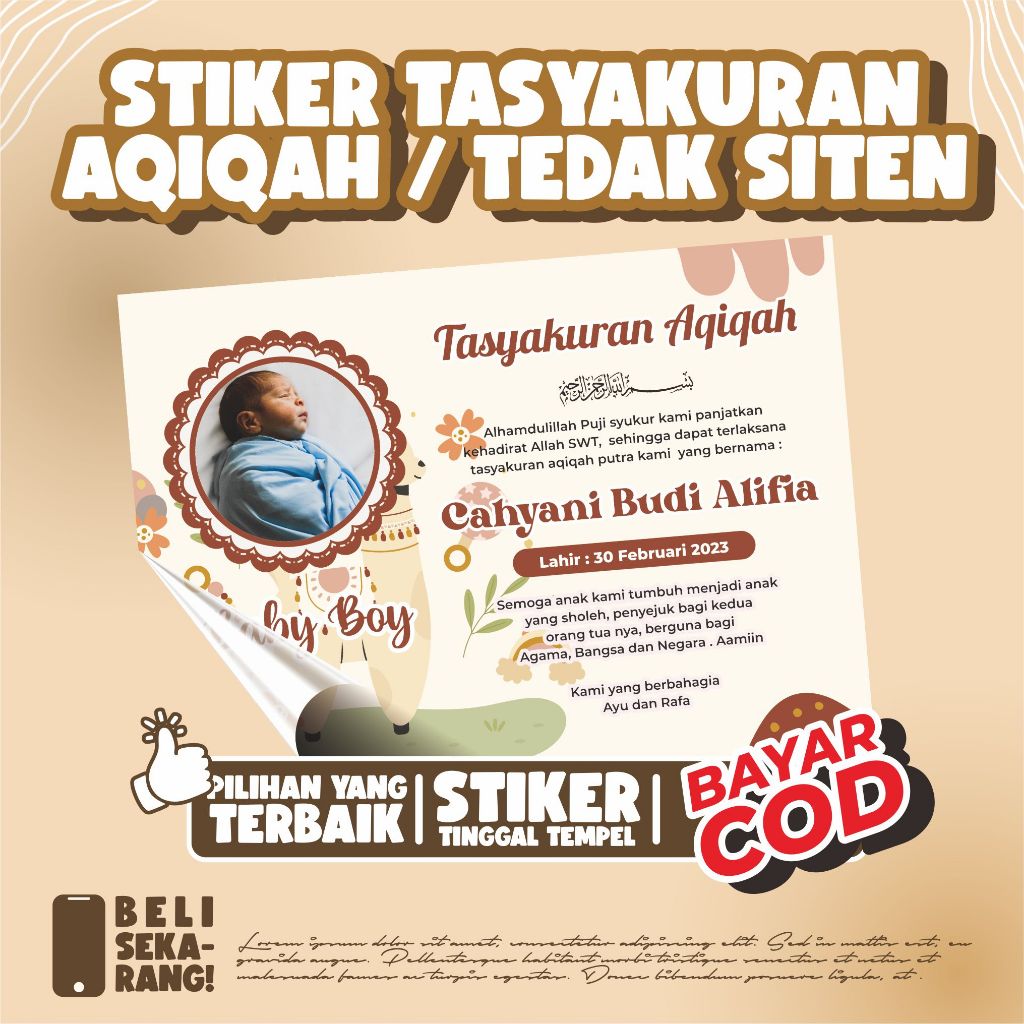 

STIKER AQIQAH/SELAPAN/TEDAK SITEN CEWEK & COWOK GLOSSY