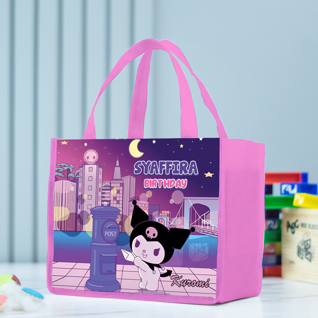 Goodie Bag Ulang Tahun Anak Motif Kuromi, Tas Ulang Tahun Landscape Muat KFC