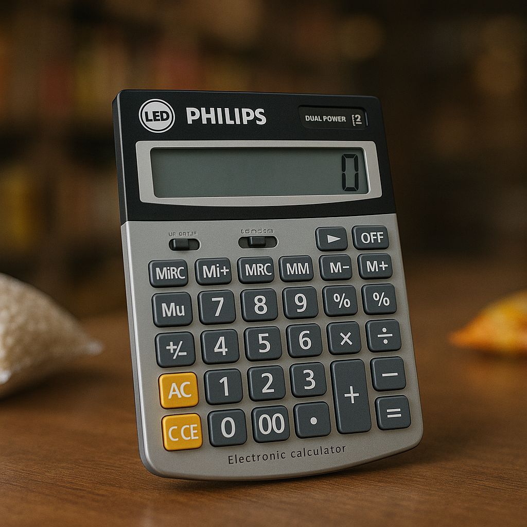 

PHILIPS 12-Digit Dual Power Desktop Calculator – Large Display, Business & Office Use