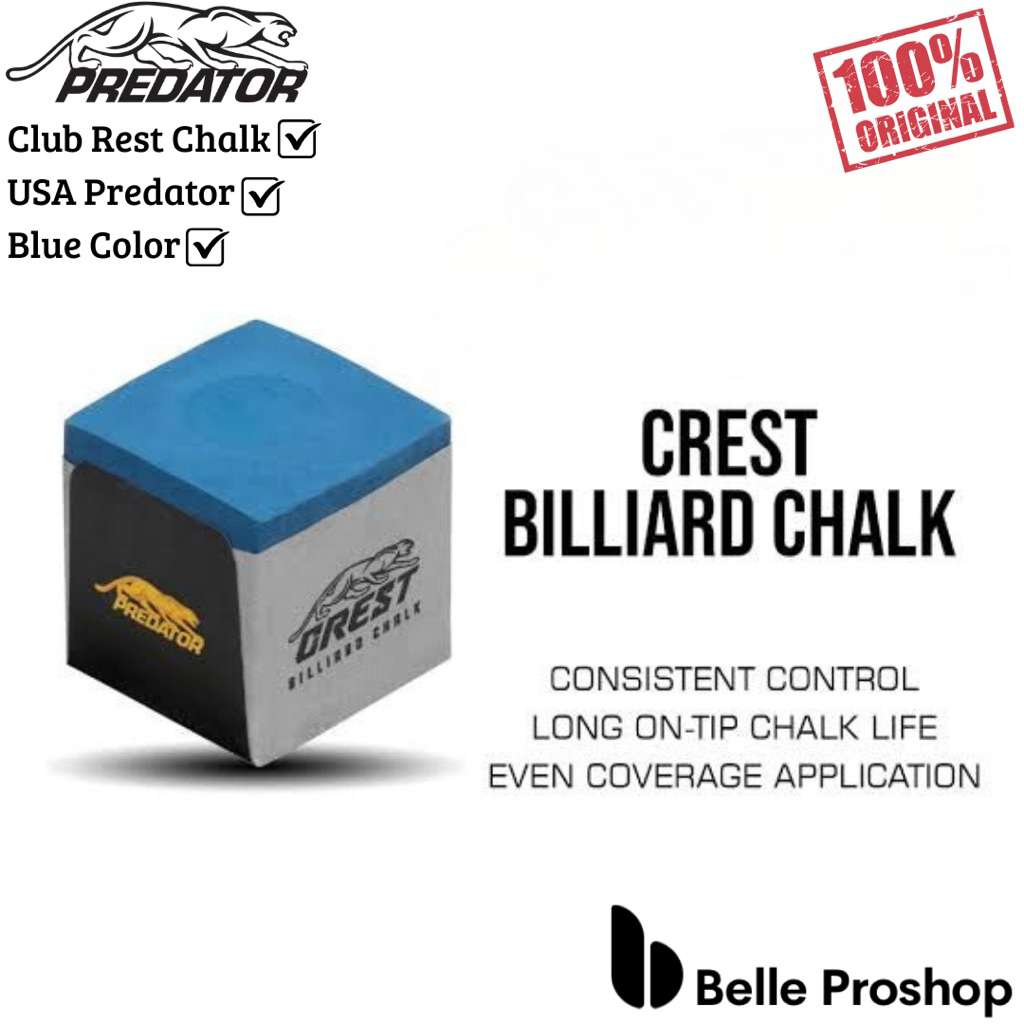 Chalk Billiard, Predator Crest USA Kapur Stik Billiard Original, Blue