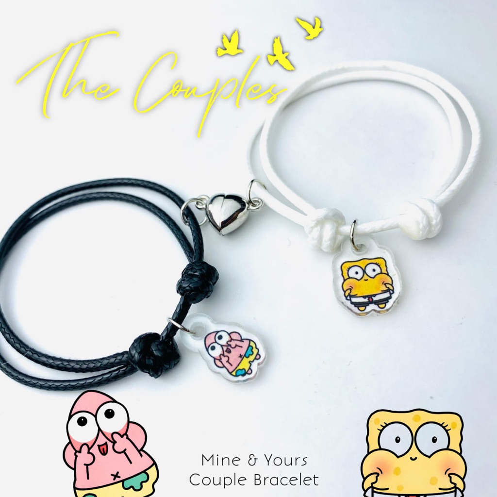 NEW Gelang Couple Magnet Liontin SPONGEBOB Couple Lucu Kekinian Sepasang | Couple Bracelet | Gelang 
