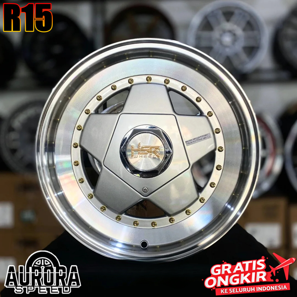 Velg ring 15 lebar 7,5/8,5 mobil Ayla,Avanza,Kijang,Splash,Sirion Pelek HSR AACHEN R15 Silver