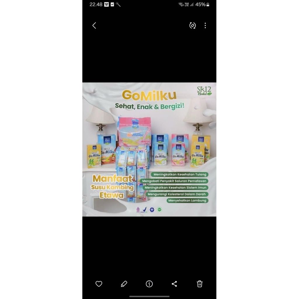 

Gomilku SR12 Susu Kambing Etawa Premium