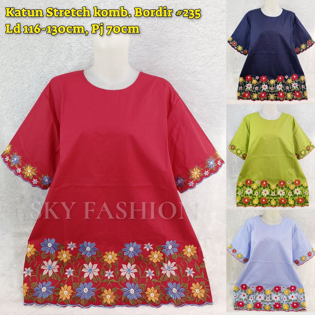 BLOUSE KATUN BORDIR WANITA/BAJU ATASAN JUMBO WANITA #235