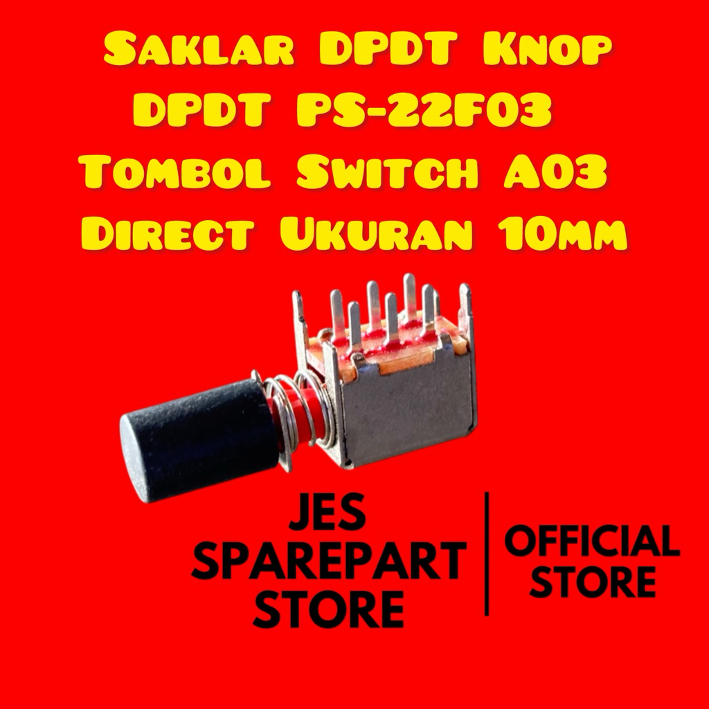 PUSH SWITCH DPDT 6 PIN PLUS KNOP