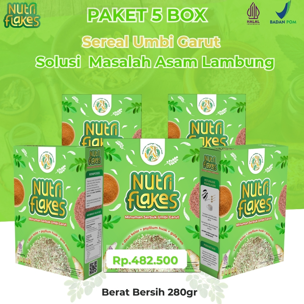 

Nutriflakes Paket 5 Box Sereal Terapi Asam Lambung