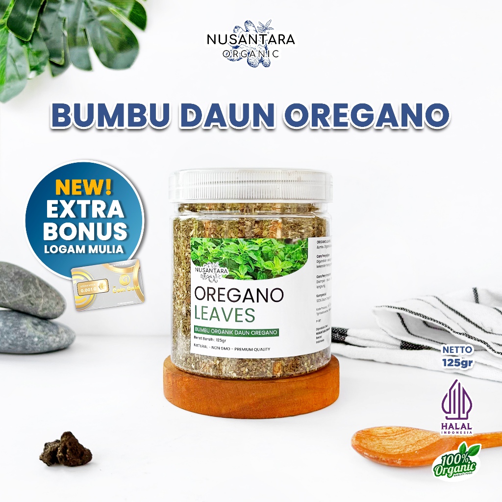 

Nusantara Organic Oregano Kering Flakes Asli Tanpa Campuran Bumbu Dapur Organik Sehat 125gr