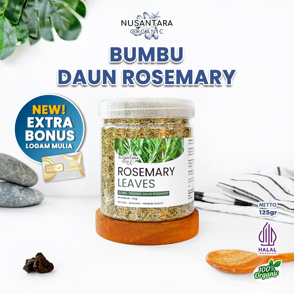 

Nusantara Organic Daun Rosemary Dried Leaves Alami Kering Organik Asli Untuk Garnish Masakan 125gr