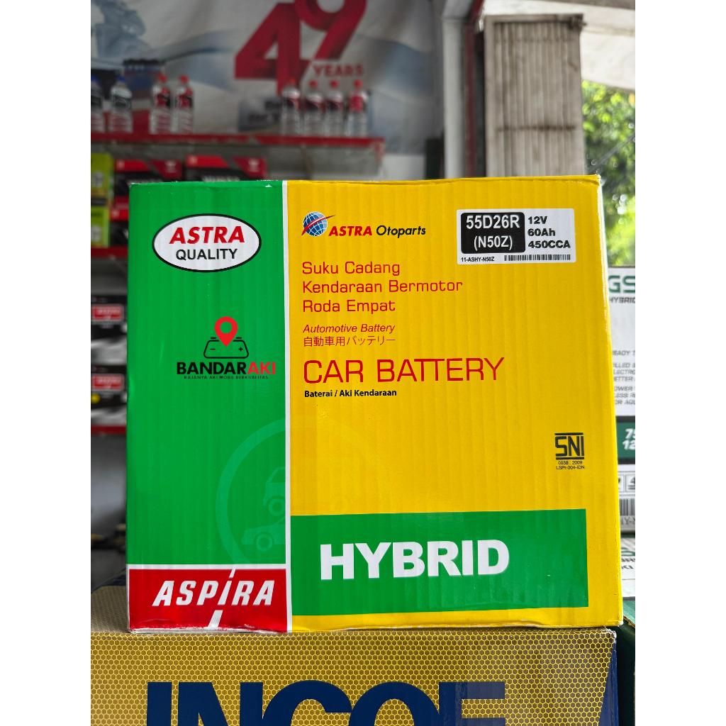 AKI MOBIL 60 AMPER / N50Z - 55D26R JAMINAN 100% ORIGINAL ASPIRA ASTRA OTOPARTS