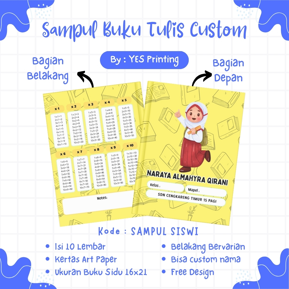 

Sampul Buku Siswi Custom Lucu & Kekinian • A5/B5 – Pelindung & Hiasan Buku Tulis