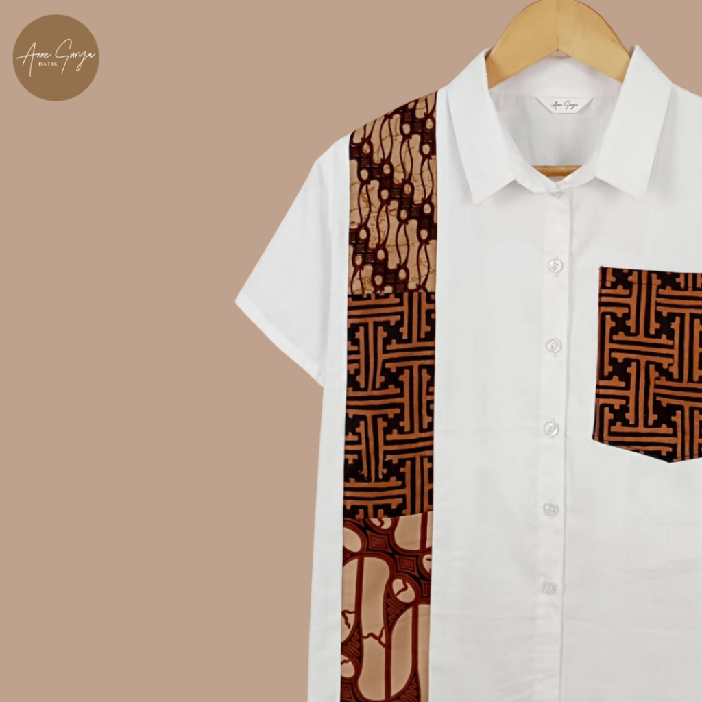 Atasan Batik Kombinasi Annesurya 30020625/Atasan/Blus Batik Kombinasi Katun Polos