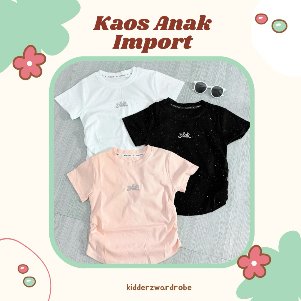 Kaos Import Anak Perempuan (Usia 5–8 Tahun) – Premium Quality | Model Serut Samping Di*r