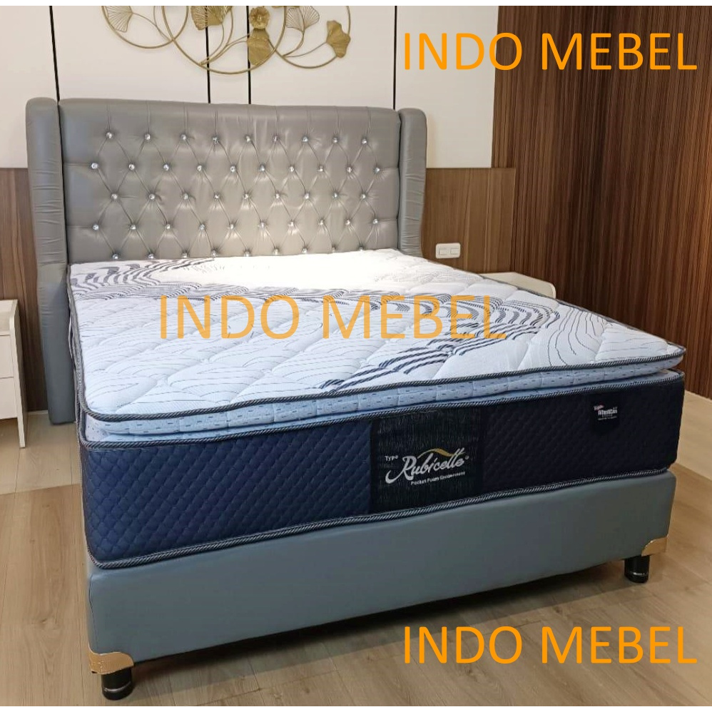 SET Springbed American Rubicelle Pillo Top POCKET SPRING + HB BOSTON ( FULLSET )