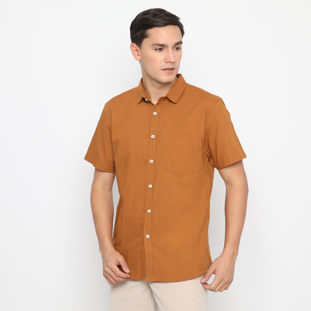 Code Male - Brave Kemeja Pria Pendek Ochre Basic Slimfit