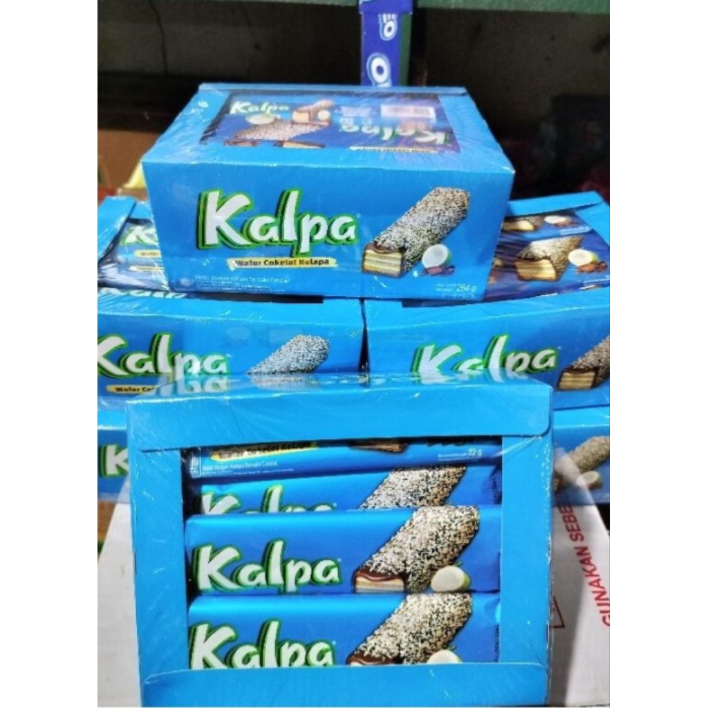 

Kalpa Wafer Coklat Kelapa -1 box isi 12 pcs @22 gr/Kalpa Wafer Coklat Kelapa 22gr 1 Box 12 PcsMayora