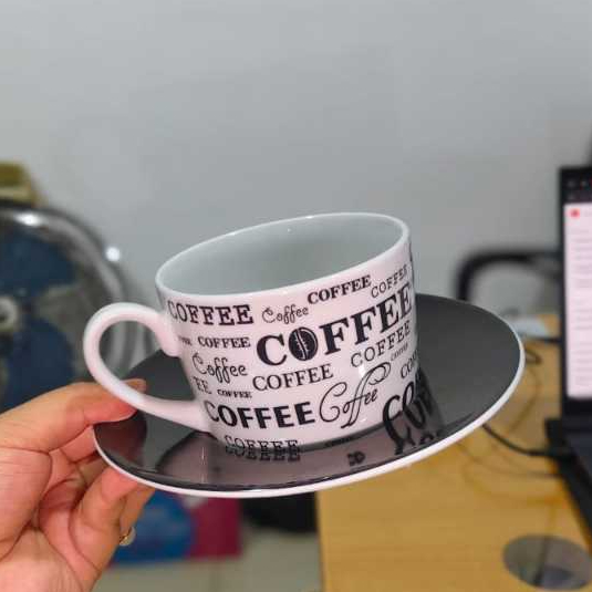 Coffee Typography Cup & Saucer
