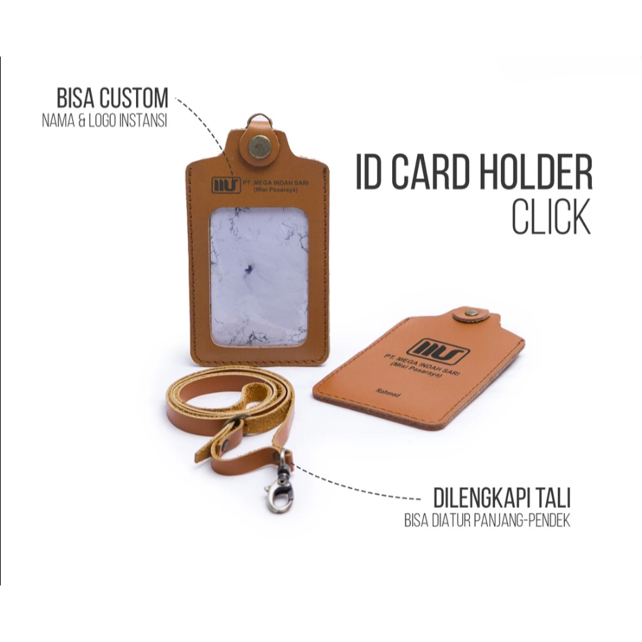 

Id Card Holder Model Klik - Id Card Kulit Asli Bisa Grafir Logo dan Nama