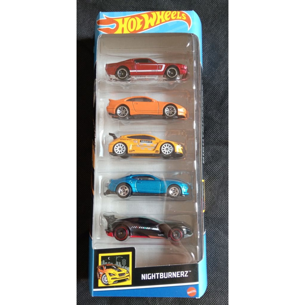 HOT WHEELS GIFT PACK 5 NIGHTBURNERZ '67 SHELBY GT500 NISSAN 300ZX TWIN TURBO MEGANE TROPHY 2018 COPO