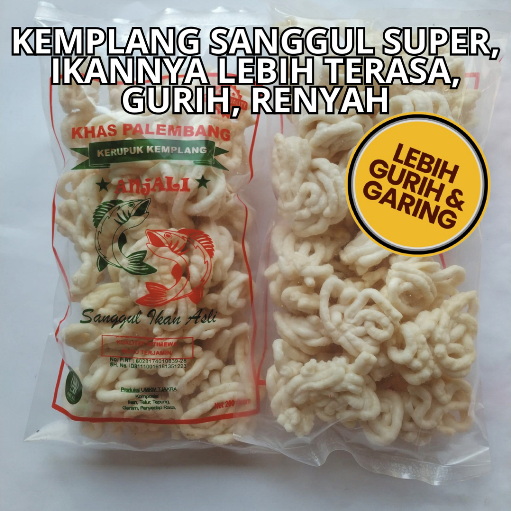 

Kerupuk Kemplang Ikan Khas Palembang Asli Bentuk Sanggul Kualitas Super No 1 Berat 200 Gram