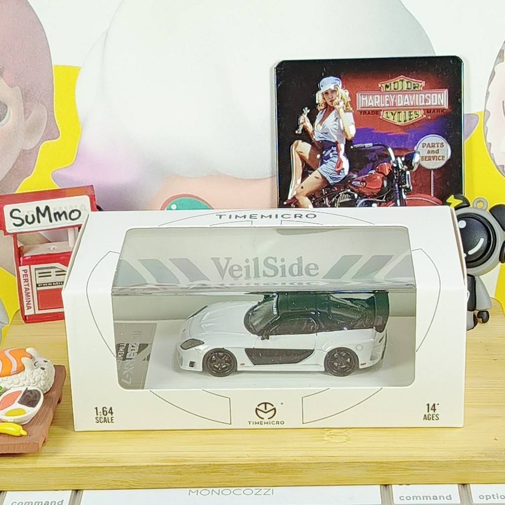 time micro mazda RX 7 veilside white diecast 1 64