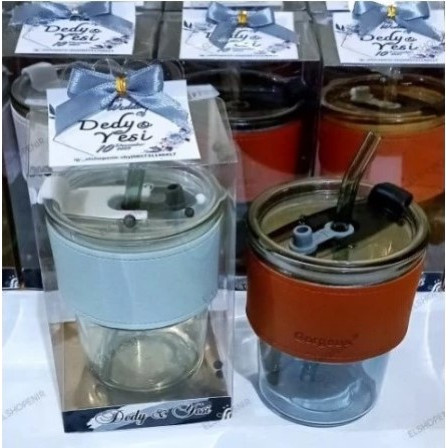 

(MIKA SAJA) Kotak Mika Souvenir Gelas Sedotan Kaca / Tumbler Kaca