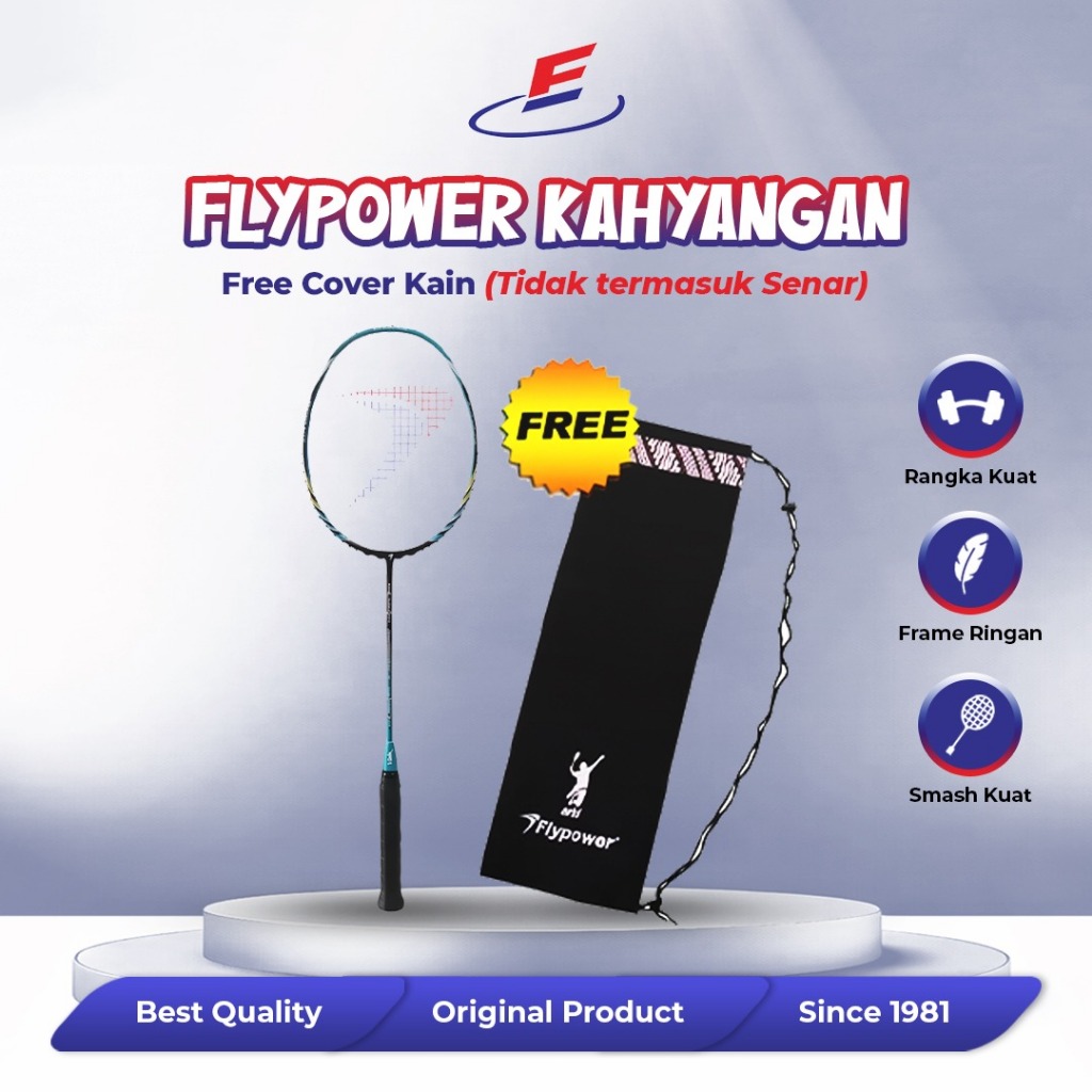 Raket Badminton Flypower Kahyangan 2 Black FREE Cover Kain, Belum Termasuk Senar