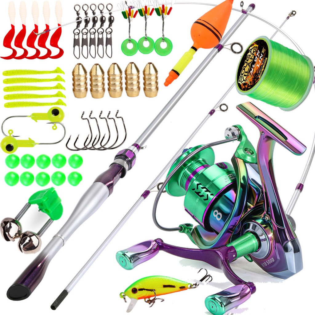 Sougayilang 1.8M Fishing Rod Reel Full Set  Rod 1000-5000 Max Drag 15KG 5.0:1 GR Reel Joran Pancing