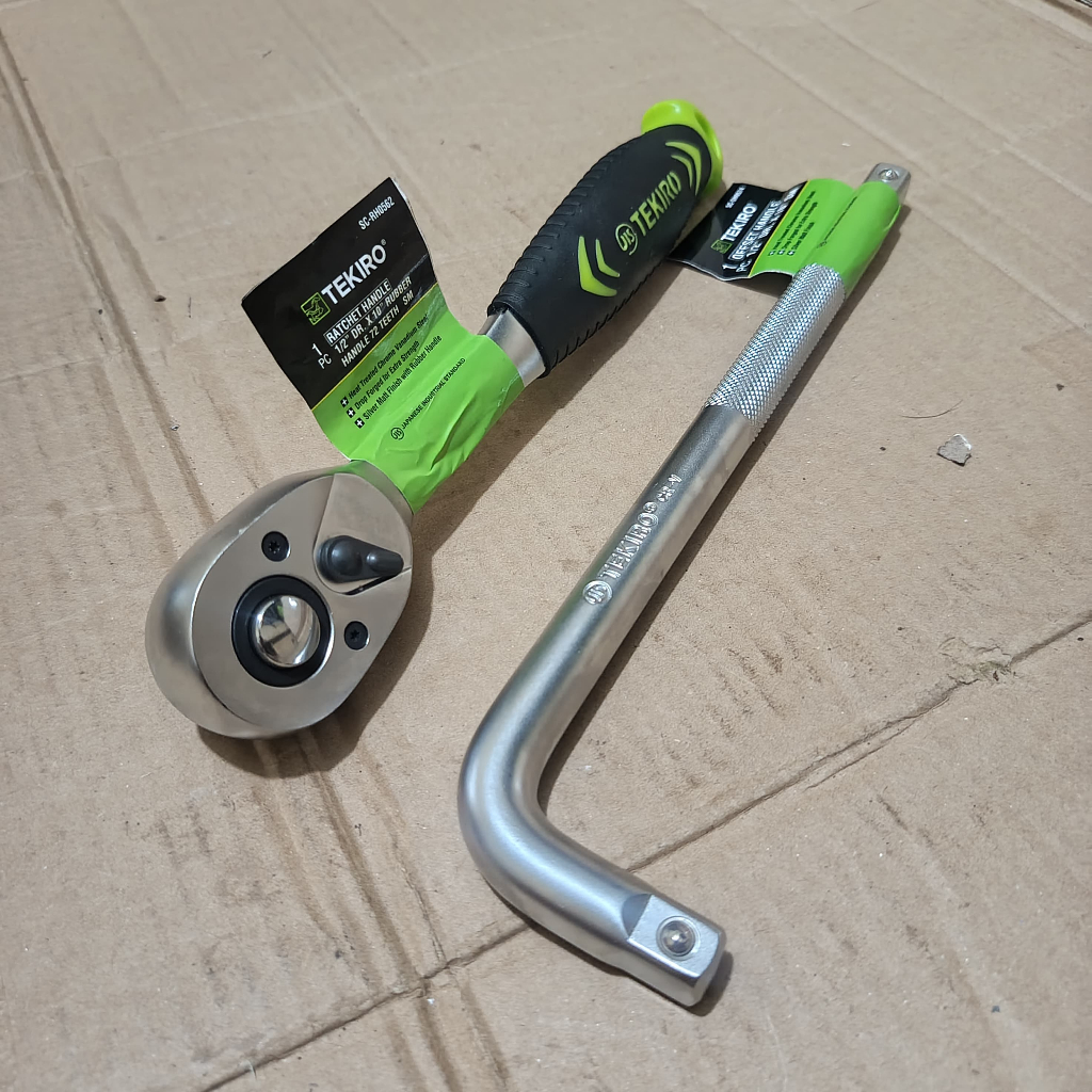 Kunci rachet 1/2 tekiro 10 inch gagang karet 72 gigi + Gagang kunci shock L 1/2 10" tekiro