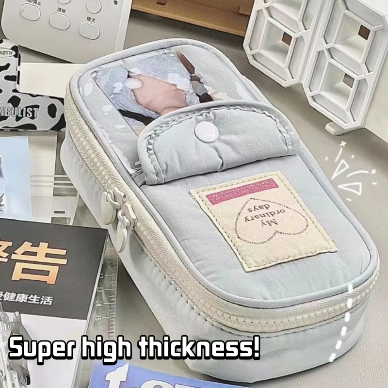 

NEW Pencil case tempat pensil retro heart zipper large capacity stationery cosmetic pouch RBU