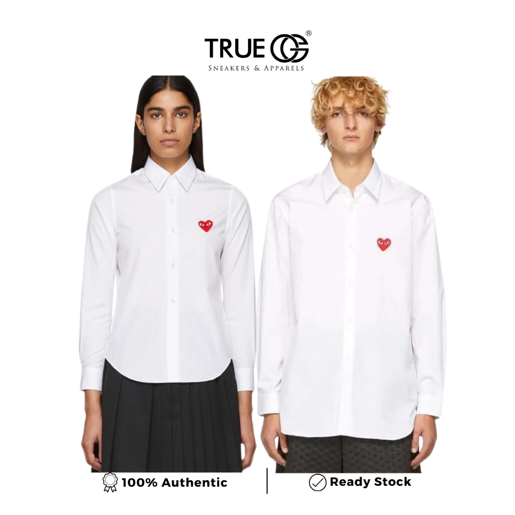 Comme De Garcons CDG Play Red Emblem White Shirt (KEMEJA Putih) Authentic