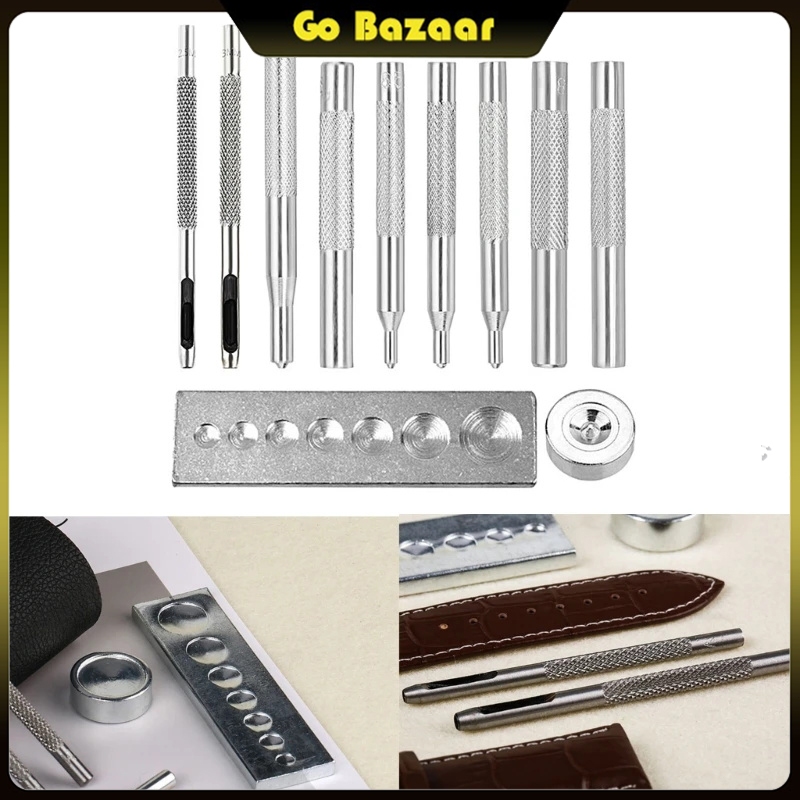 

11Pcs / Set Alat Pasang Kancing Snap besi Alat Ukir / Stempel Kulit Untuk Kerajinan Tangan - Kerajinan Kulit DIY - Alat Kerajinan Kulit - Pembolong