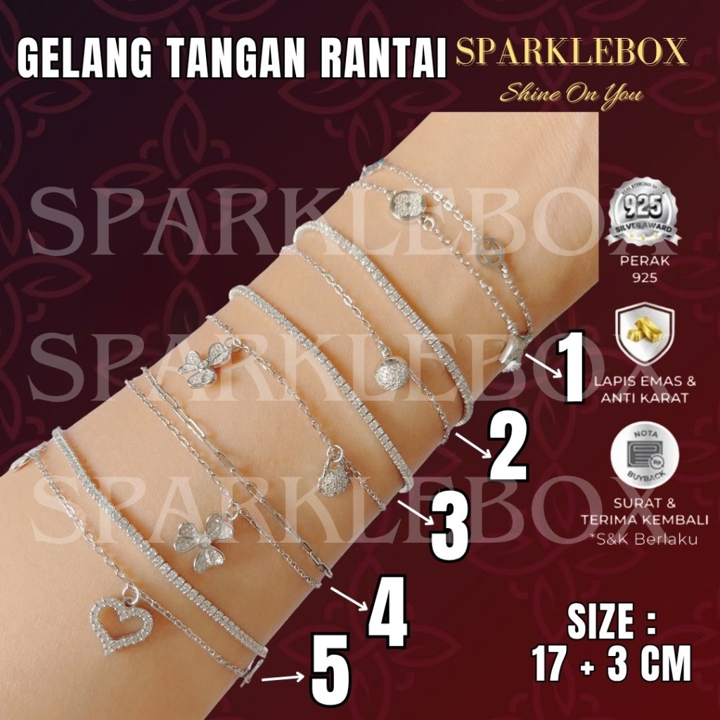 Gelang perak asli - gelang perak asli 925 bersertifikat - gelang perak - sparkle box