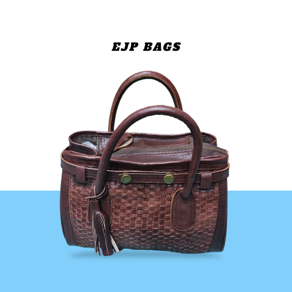 Tas Slempang Kulit Anyam Sabuk