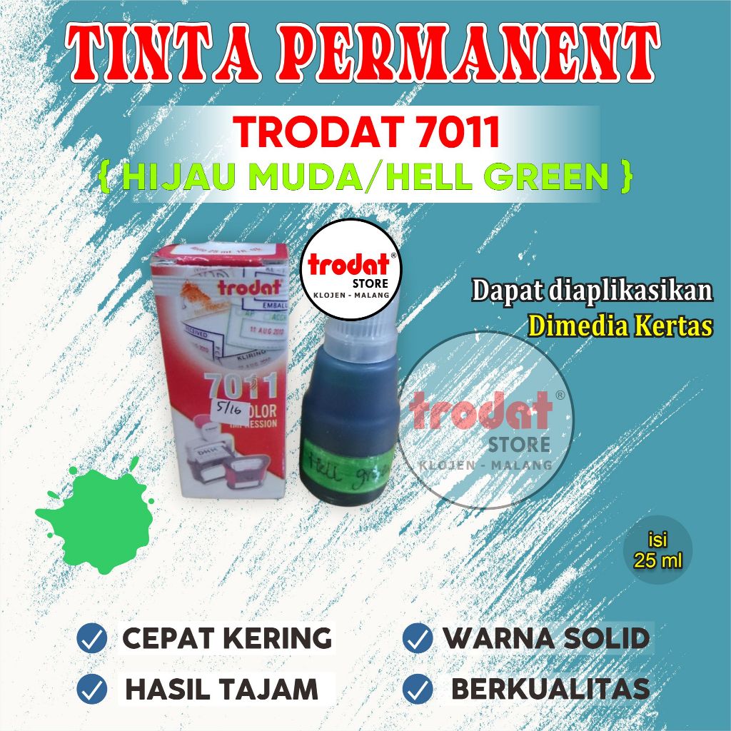 

Tinta Trodat 7011 HELL GREEN / Warna HIJAU MUDA / Refil tinta Trodat Original