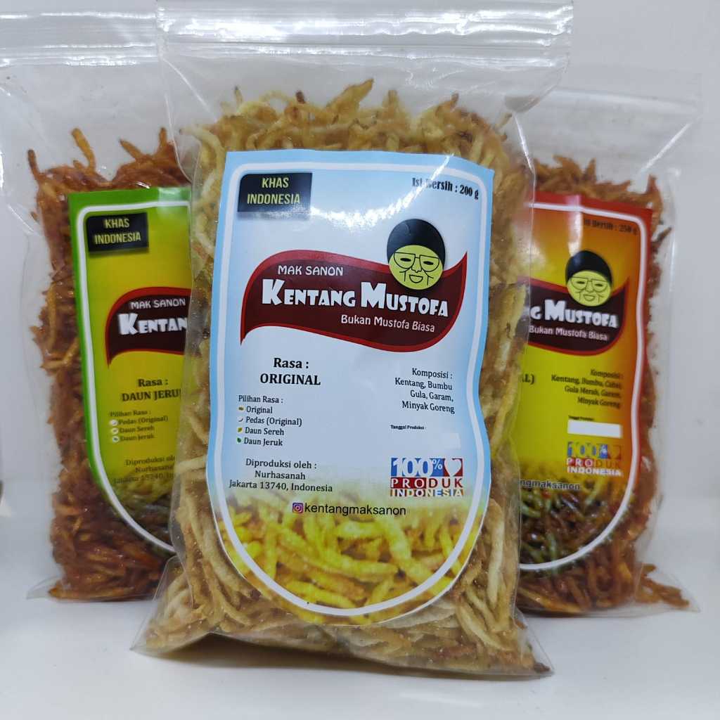 

Kentang Mustofa Mak Sanon Cemilan Kering Kriuk Crispy Gurih Paket Komplit Kemasan 200-250 Gram