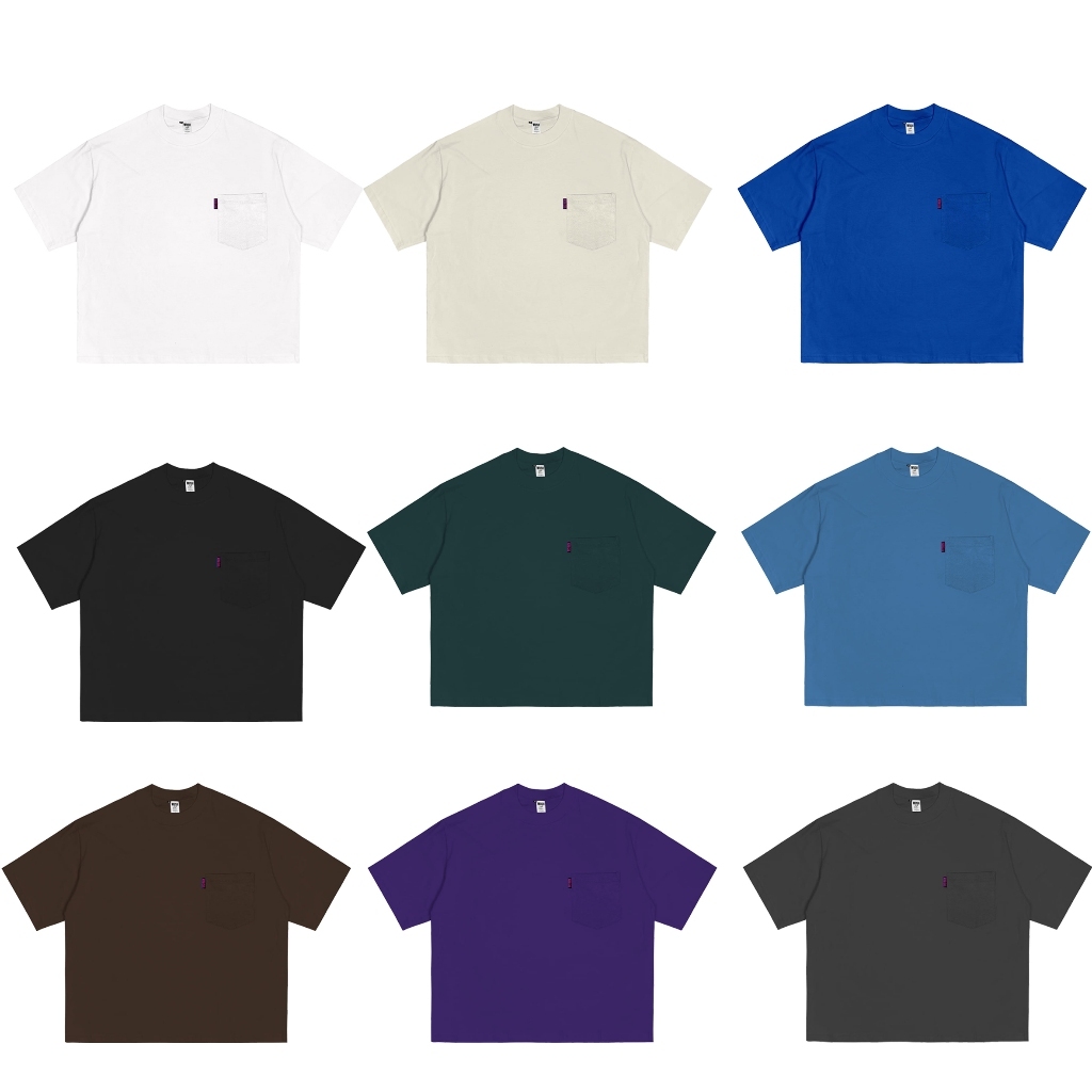 BOXY POCKET FIT TEE BAJU KAOS DISTRO SAKU PRIA WANITA POLOS OVERSIZE COTTON COMBAD 24S