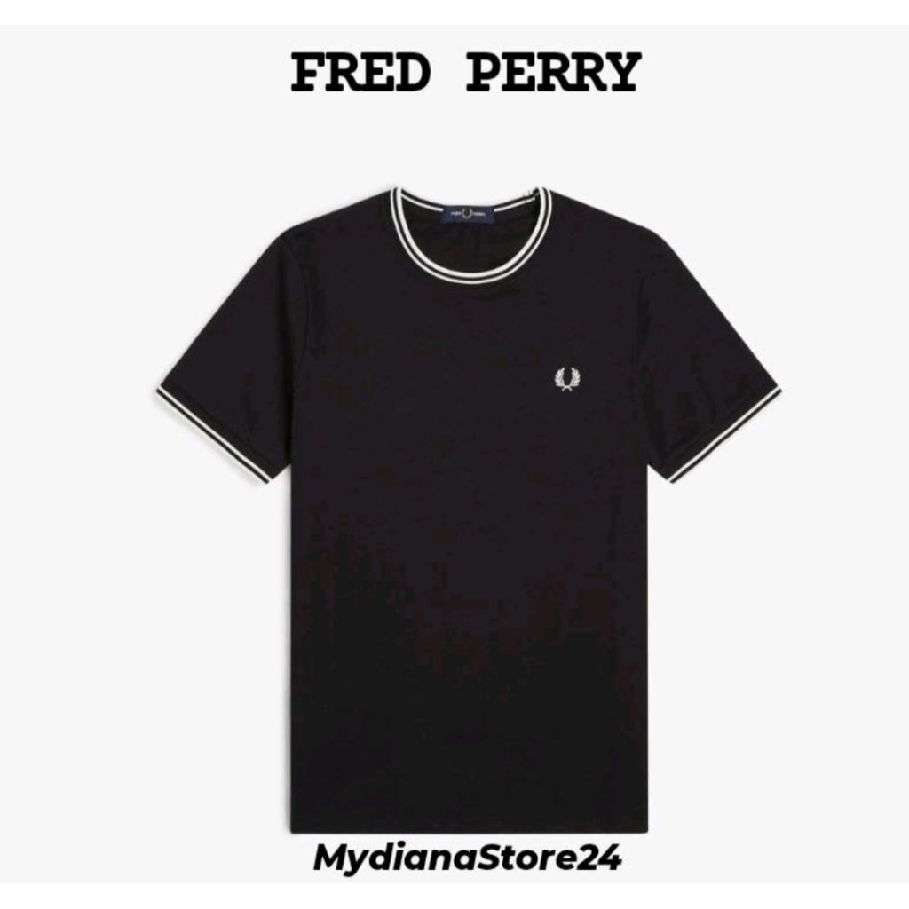 FRED PERRY - FRED PERRY TWIN TIPPED T-SHIRT - BLACK