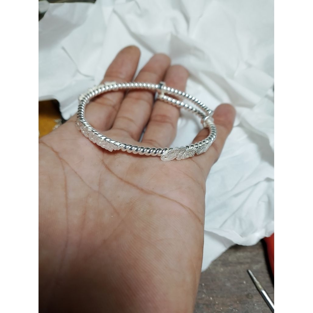 gelang nama perak murni asli