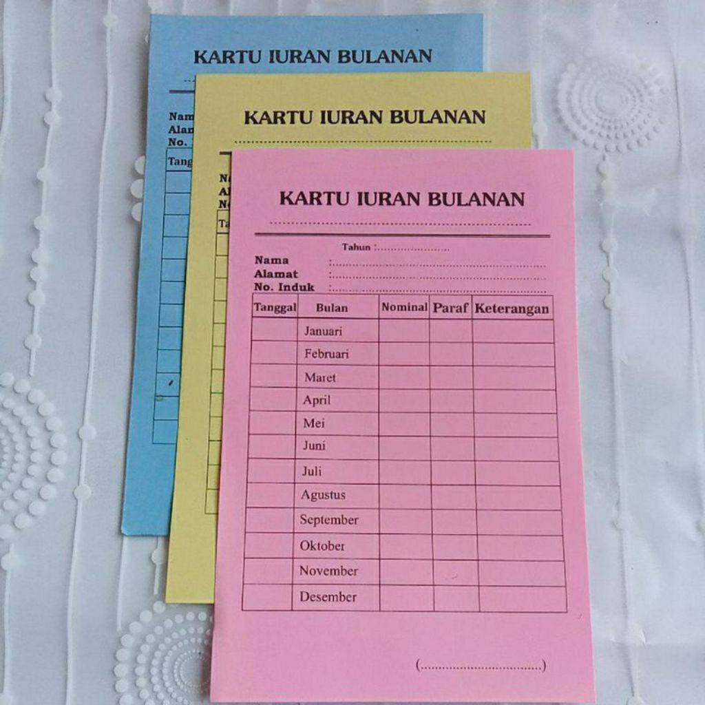 

Kartu iuran / kartu iuran Rt-Rw ukuran A5 isi 25