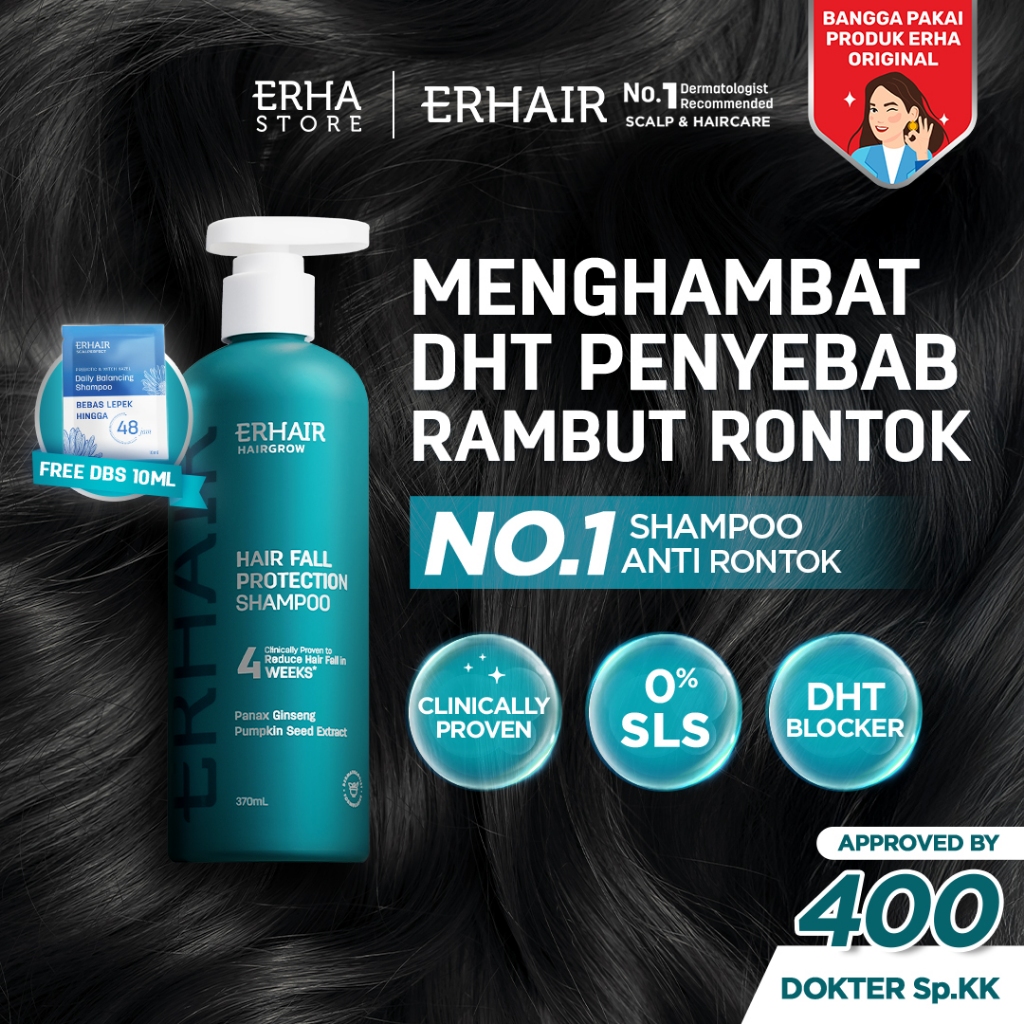 [BEST SELLER SHAMPOO HAIR FALL] ERHAIR HairGrow Shampoo NON SLS 370ml | Hair Shampoo | Sampo Rambut 