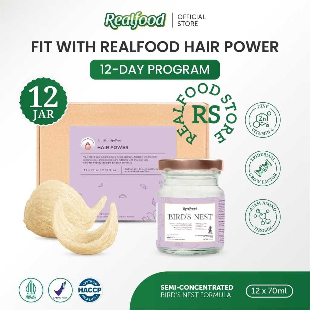 

Realfood Hair Power 12 Jar Semi Concentrated | Minuman Sarang Burung Walet Siap Konsumsi