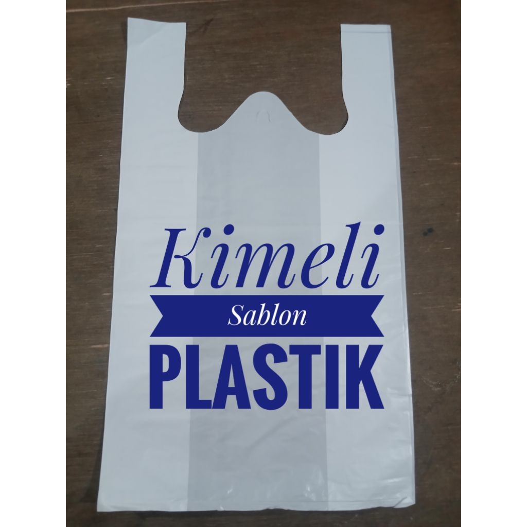 Sablon Plastik kresek putih susu 27x46 tipis tidak tebal