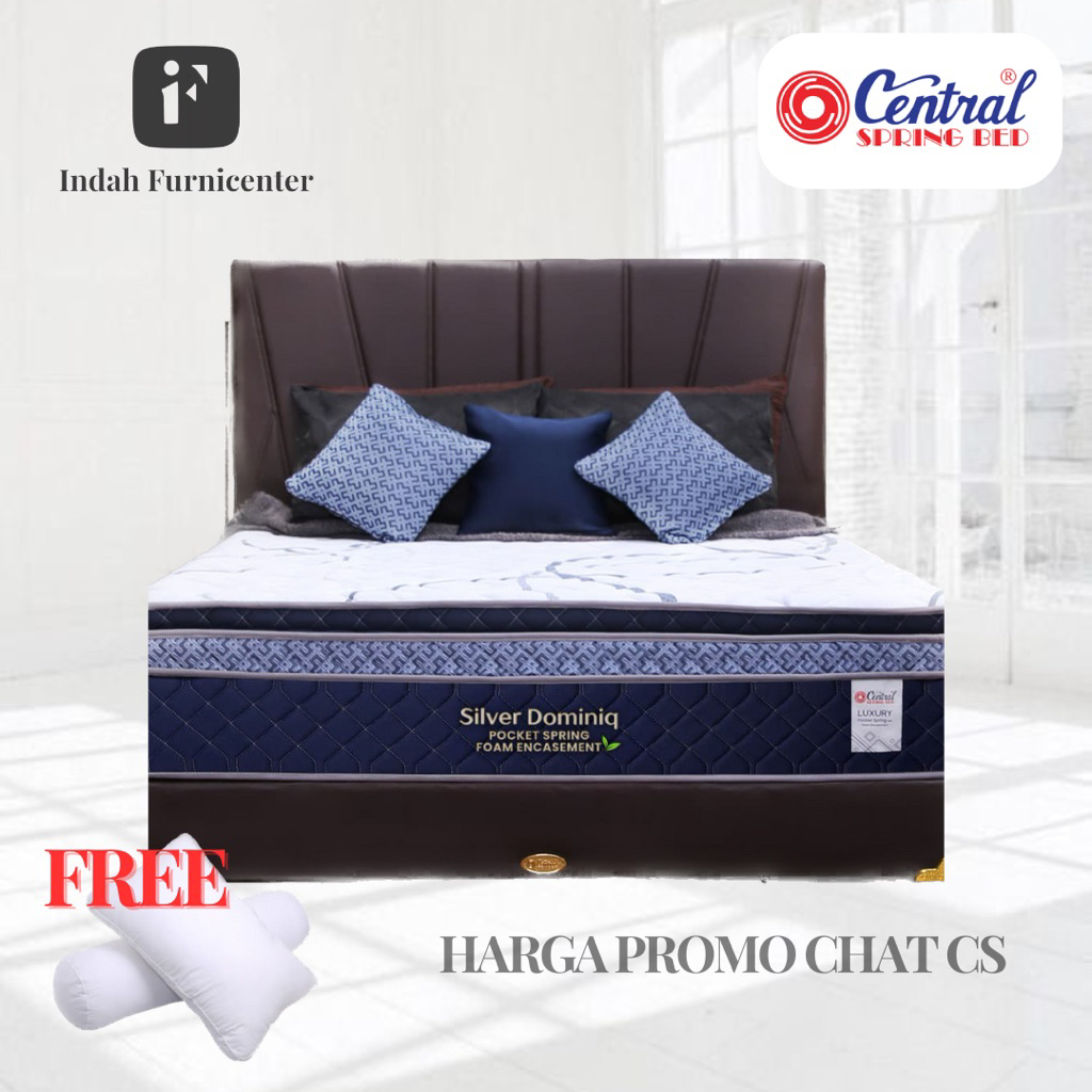 kasur springbed central silver dominiq pocket plushtop pillowtop foam encasement ukuran 90x200 120x2