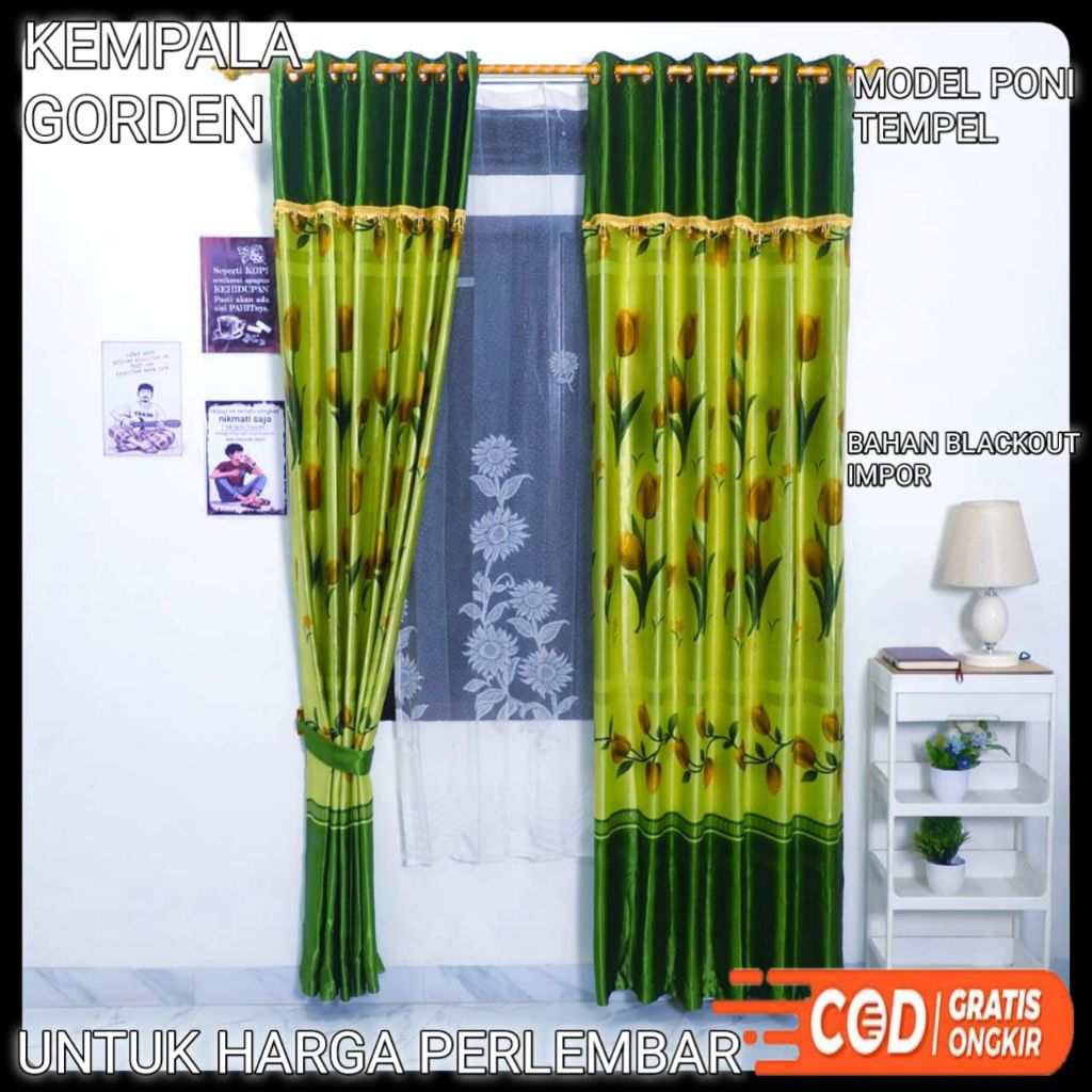 Gorden Jendela Poni Mewah Terbaru 2025 Bahan Blackout Impor Motip Bunga Tulip Model Smokring