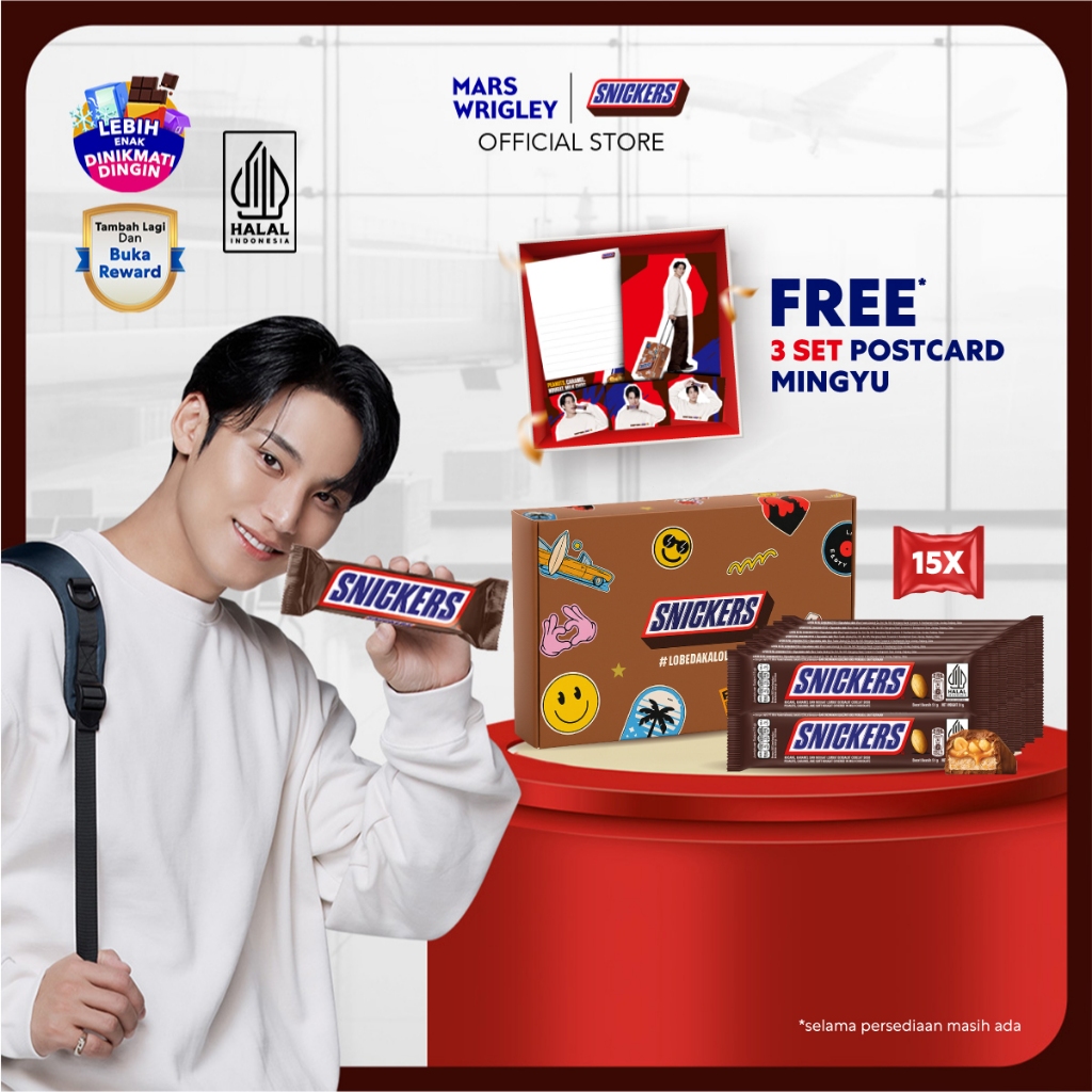 

Snickers On The Go with Mingyu (Seventeen) - Snickers 51g x15pcs Bonus 3 Set Postcard
