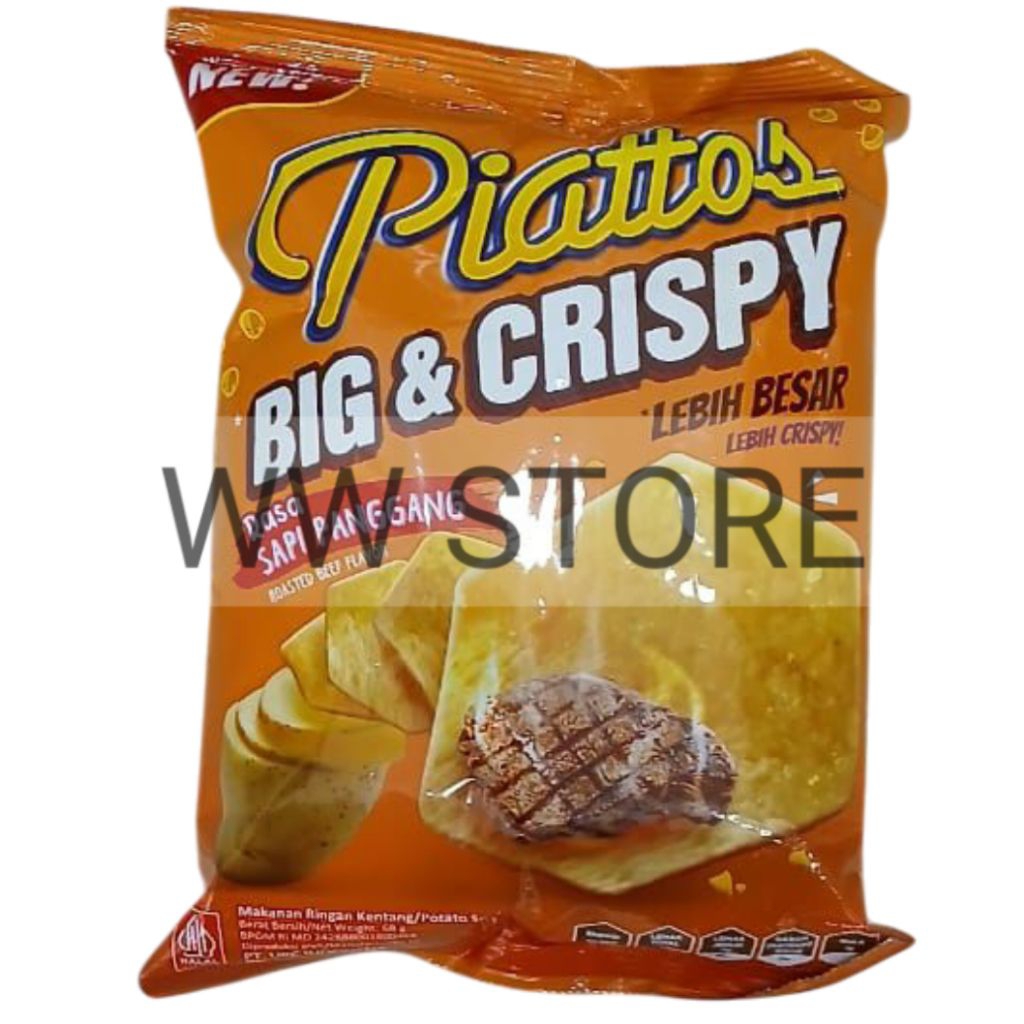 

Cemilan snek makanan ringan rasa sapi panggang snack halal MUI JACK 'n JILL Piattos BIG & CRISPY Roasted Beef Flavor 68g