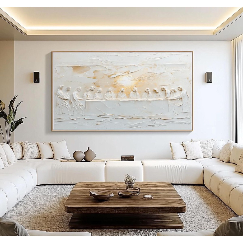 Lukisan Tuhan yesus tekstur 3D | lukisan penjamuan 100% handmade