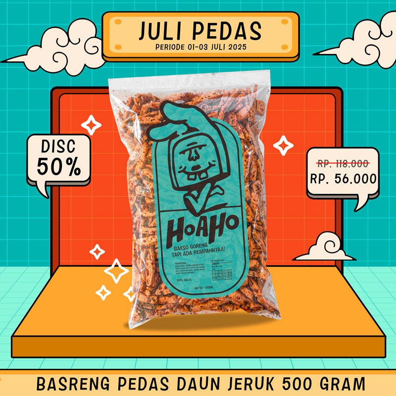 

HOAHO Basreng Stik Bakso Goreng Pedas Daun Jeruk 500 Gram