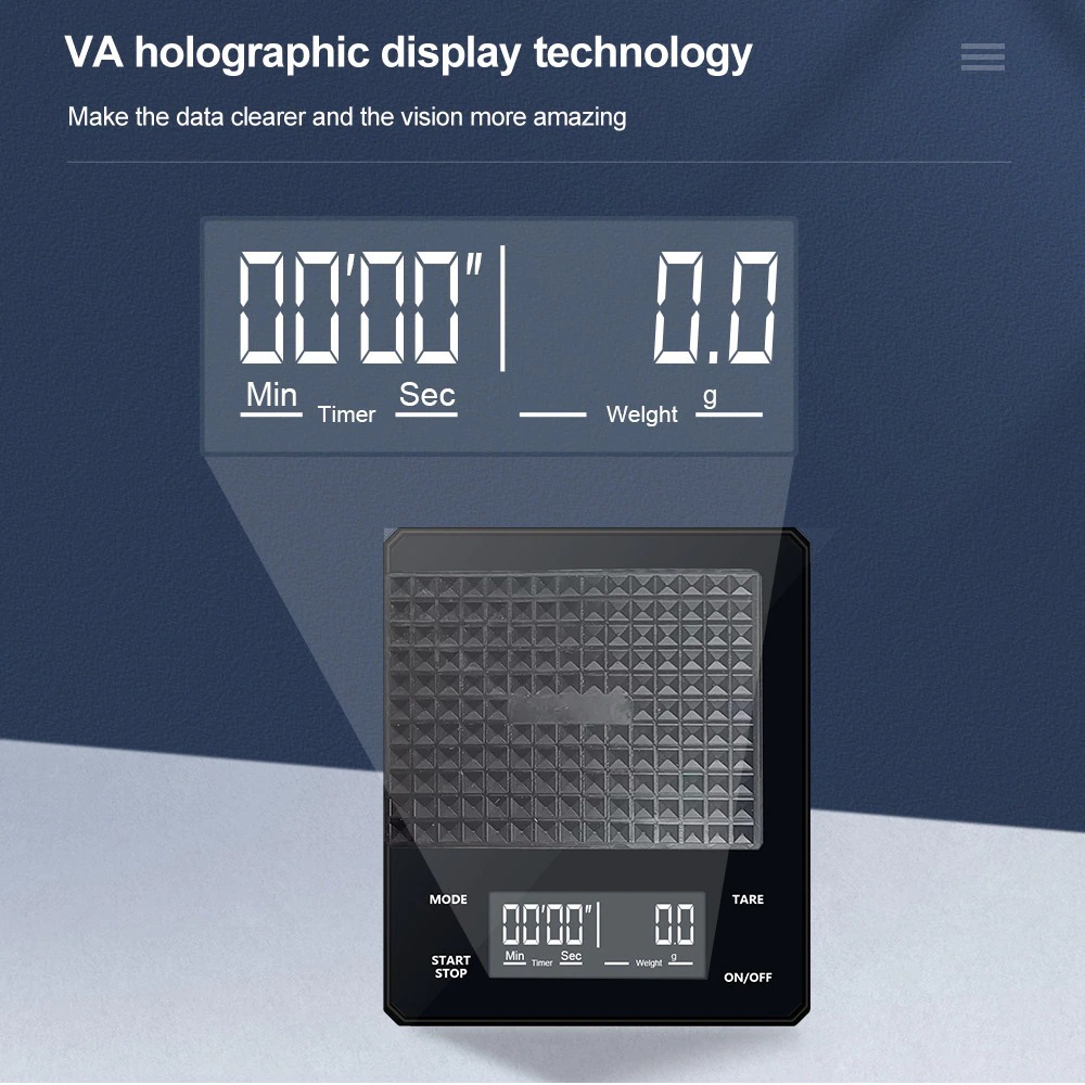 G3 VA Timbangan Kopi Digital Timer Coffee Scale 3000g 0.1g Bahan Plastik - 250 mAh atau 2 x AAA BK01